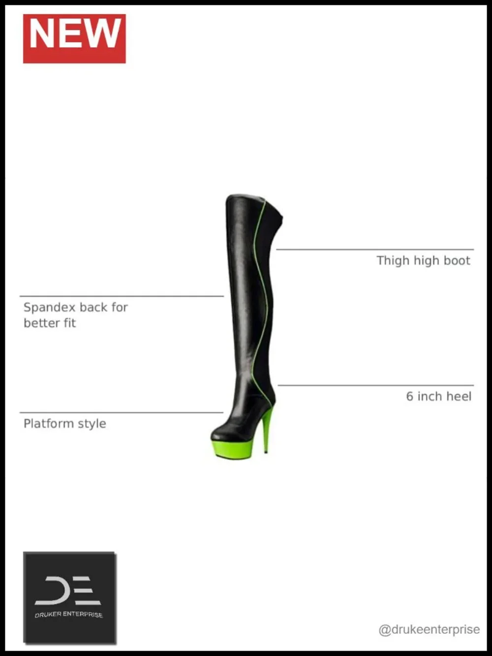 Spandex Over-the-Knee Boots with Platform Heel, Pull-On